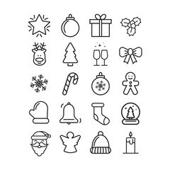 Vector christmas icon set. Holiday lines icon. Happy new year
