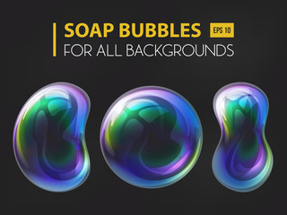 3d realistic soap or water bubbles