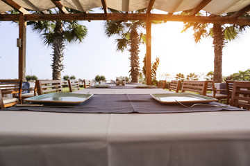 Table background and summer time. Photo of free space for your decoration. 