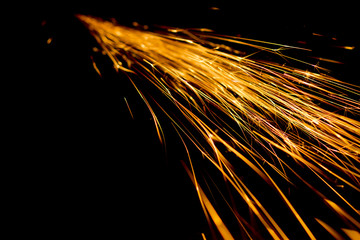 Abstract shape of splashing sparklets like comet tail straight to perspective.