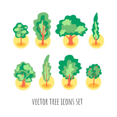 cartoon vector icons tree flat