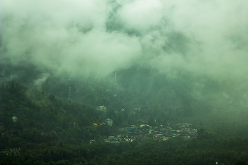 mountain village in the clouds