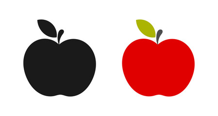 Black and red apple icons.