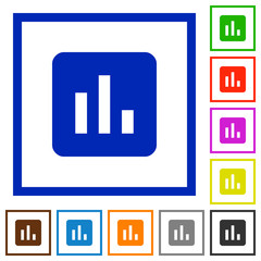 Chart flat framed icons