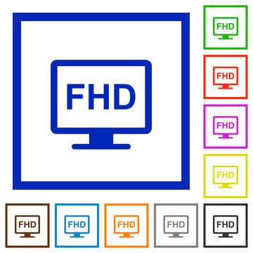 Full HD display flat framed icons