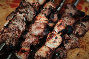 appetizing juicy meat on a skewer