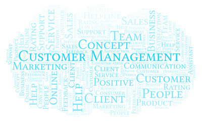 Customer Management word cloud.