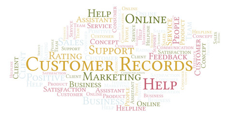 Fototapeta premium Customer Records word cloud.