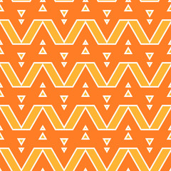 Vector triangular geometric seamless patterns. Orange with yellow colors. Banner background templates.