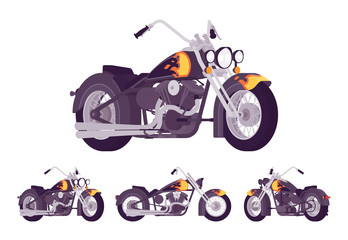 Obraz premium Chopper custom motorcycle bright black set