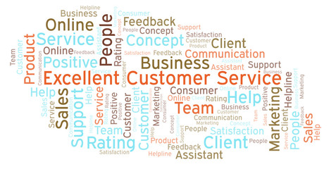 Obraz premium Excellent Customer Service word cloud.