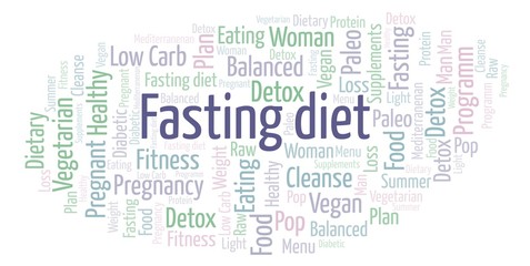 Fototapeta na wymiar Word cloud with text Fasting diet on a white background.