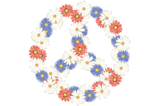 Símbolo de la paz hecho con flores.
