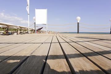 Wooden pier of free space and summer time 