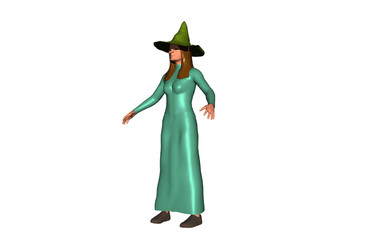 Hexe im Grünen Kleid mit Hut