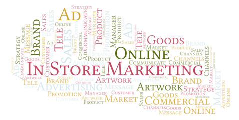 Word cloud with text In Store Marketing.