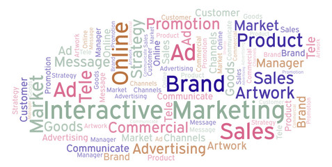 Fototapeta premium Word cloud with text Interactive Marketing.