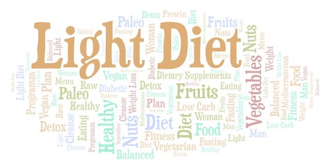 Fototapeta premium Word cloud with text Light Diet on a white background.