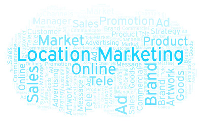 Word cloud with text Location Marketing.