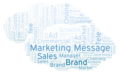 Word cloud with text Marketing Message.