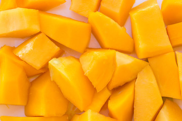 pieces papaya fruit, sweet ripe fresh papaya, raw vegan food.