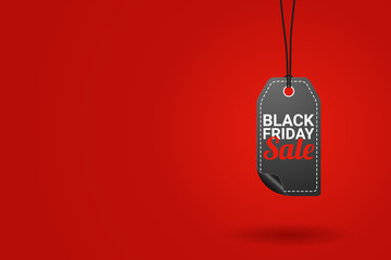 Black friday sale tag with red background. Vector illustration