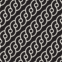 Vector seamless rounded interlacing lines pattern. Modern stylish abstract texture. Repeating geometric tiles