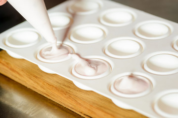 Silicone mold with white mousse