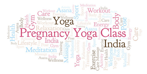 Pregnancy Yoga Class word cloud.