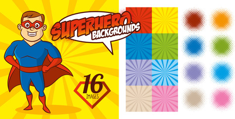 Fototapeta premium Superhero Background set Super hero character Vector