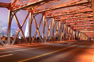Illuminated Red Iron Bridge