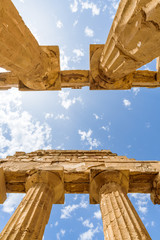 Ruins of the doric Temple of Hera (Temple E) inside the archaeological park of Selinunte, an...