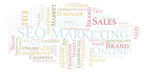 Word cloud with text SEO Marketing.