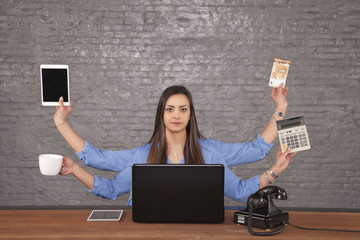 perfect businesswoman, doing several things at once