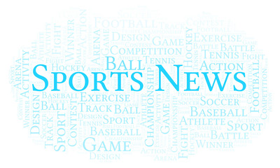 Obraz premium Sports News word cloud.