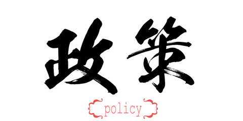 Calligraphy word of policy in white background