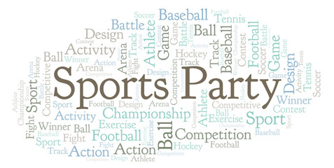 Sports Party word cloud.
