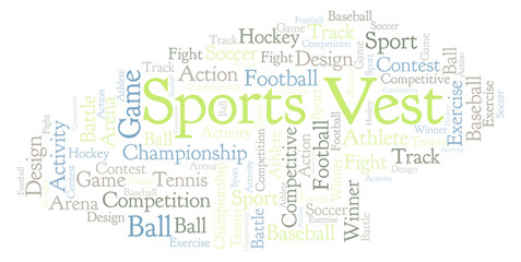 Sports Vest word cloud.