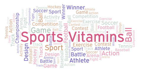 Fototapeta premium Sports Vitamins word cloud.
