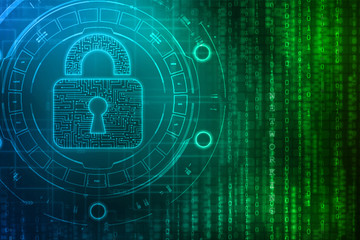 2d illustration Safety concept: Closed Padlock on digital background
