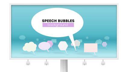 Leader of public opinion. Billboard isolated on white. Symbol of discussion, abstract speech bubbles, 3D vector illustration. Concept of communication and engineering of social network