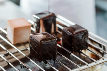 Chocolate covered mousse cakes