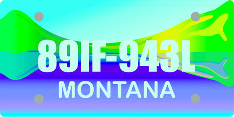 Fototapeta na wymiar Car registration number plates Montana