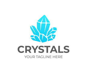 Quartz crystal cluster logo design. Amethyst vector design. Gemstone logotype
