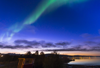 The polar lights in Norway. Tromso.Vikran