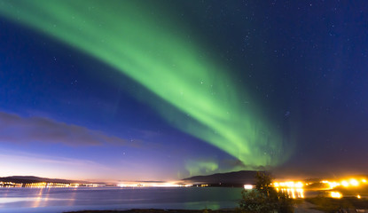 Naklejka na ściany i meble The polar lights in Norway. Tromso.Vikran