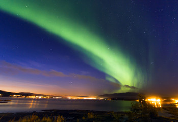 The polar lights in Norway. Tromso.Vikran