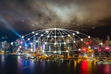 Hong Kong City Scenery and Big Data Concept