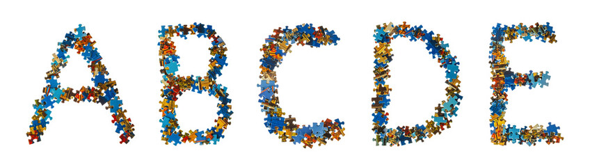 Alphabet made of puzzle pieces - education concept
