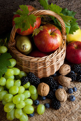 Autumn foods in a basket
